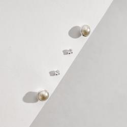Dupla zircônia 3mm e meia pérola 6mm
