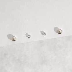 Dupla zircônia 3mm e meia pérola 4mm