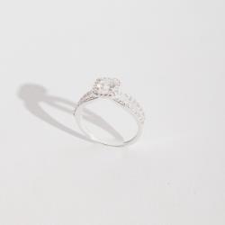 Anel zircônia redonda com fio duplo cravejado