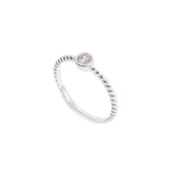 Anel solitário fio bolinhas