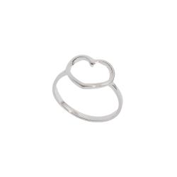 Anel coração liso vazado