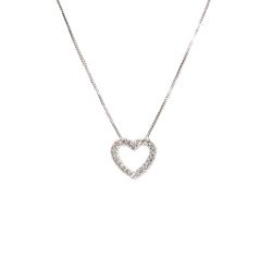 Colar coração vazado cravejado passante 12mm 45cm