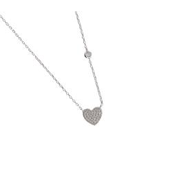 Colar entremeios coração cravejado 10mm e zircônia redonda corrente cadeado 40+5cm