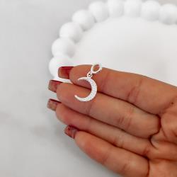 Berloque pingente lua cravejada 14mm