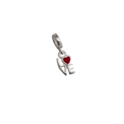 Berloque pingente escrito love resina 8mm