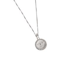 Colar pingente medalha Espírito Santo cravejada 13mm 45cm