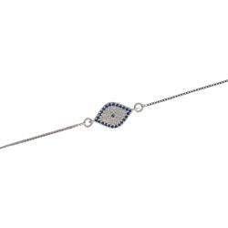 Pulseira entremeio olho grego navete cravejado 14mm v15 16cm com alongadora