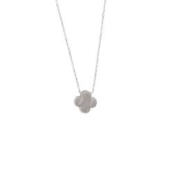 Colar trevo madrepérola com bolinhas 14mm corrente cadeado 45+5cm