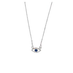 Colar olho com zircônia azul 12mm corrente cadeado 40cm com alongadora
