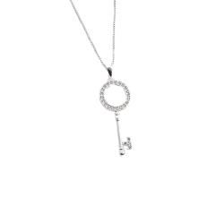 Colar pingente chave cravejada 29mm 45cm