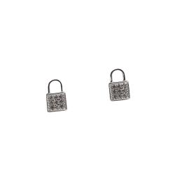 Brinco cadeado cravejado 8mm