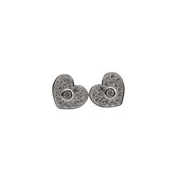 Brinco coração cravejado detalhe zircônia 8mm