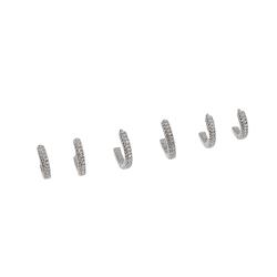 Trio argolas click 11, 13 e 15mm frente e interior cravejado duplo