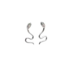 Brinco cobra cabeça cravejada detalhe zircônia verde 24mm