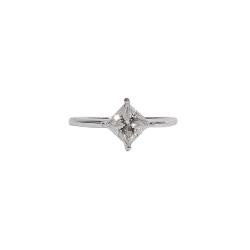 Anel solitário moissanite losango cristal 6x6mm