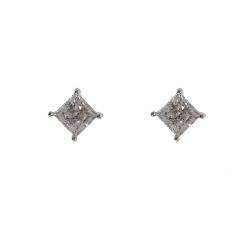 Brinco moissanite losango cristal 6x6mm 