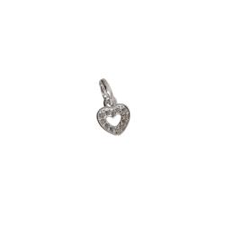 Pingente coração vazado com zircônias 7mm cristal