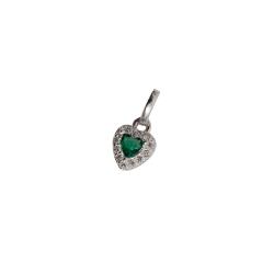 Pingente zircônia coração esmeralda com cravejado 6mm 