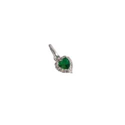 Pingente zircônia coração esmeralda com cravejado 7mm 
