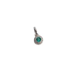 Pingente zircônia turquesa com cravejado 6mm caixa alta 