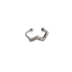 Piercing fake argola zigzag cravejado orelha esquerda