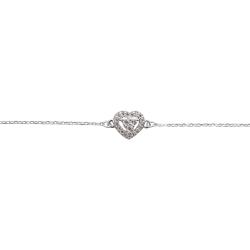 Pulseira entremeio coração vazado cravejado 8mm 16+4cm