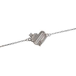 Pulseira entremeio coração zircônias retangulares e redondas 11mm 16+4cm