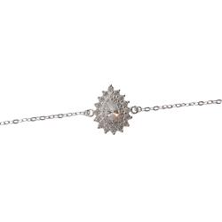 Pulseira entremeio zircônia gota com cravejado 13mm 16+4cm