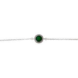 Pulseira entremeio zircônia redonda esmeralda com cravejado 8mm 16+4cm