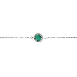 Pulseira entremeio zircônia redonda turmalina com cravejado 8mm 16+4cm