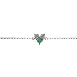 Pulseira entremeio zircônias redonda e losango turmalina 7mm 16+4cm