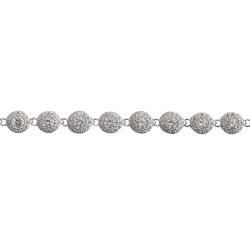 Pulseira entremeios zircônias redonda com cravejado 5.8 19cm com 2 fechos
