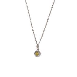 Colar pingente zircônia amarela com cravejado 6mm caixa alta corrente cadeadinho 40cm