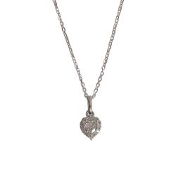 Colar pingente zircônia coração cristal com cravejado 7mm corrente cadeadinho 40cm