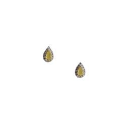 Brinco zircônia gota amarela com cravejado 8mm