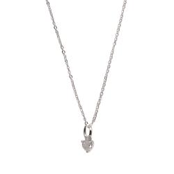 Colar pingente zircônia coração 5mm cristal corrente cadeadinho 40cm