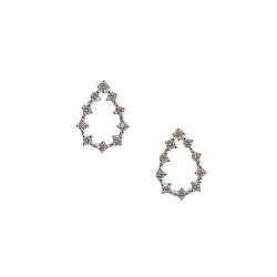 Brinco gota vazada com zircônias 15mm