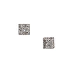 Brinco zircônia quadrada cristal com cravejado 8mm
