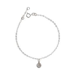 Pulseira pingente zircônia redonda 7mm 19cm
