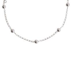 Pulseira entremeios bolas 5mm corrente 1x1 19cm