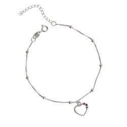 Pulseira pingente coração vazado detalhe cravejado colorido 11mm com bolas