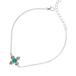 Pulseira entremeio flor com zircônias cristal e turmalina 14mm