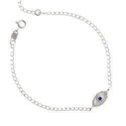 Pulseira entremeio olho cravejado detalhe zircônia azul 12mm