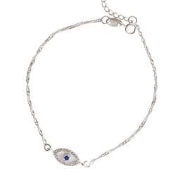 Pulseira entremeio olho grego cravejado 12mm corrente singapura