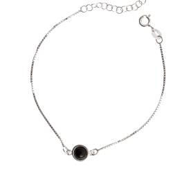 Pulseira entremeio pedra ônix 7mm v15 16cm com alongadora