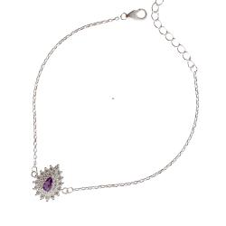 Pulseira entremeio zircônia gota lilás com cravejado 13mm