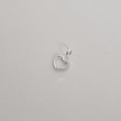 Pingente coração vazado metade cravejado 10mm