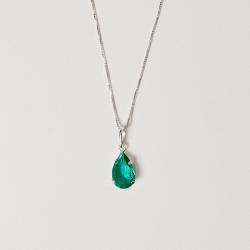 Colar pingente zircônia gota turmalina 12mm 45cm