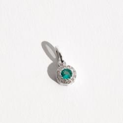 Pingente zircônia turquesa com cravejado 6mm caixa alta 