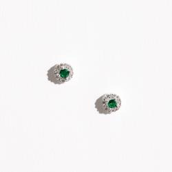 Brinco zircônia esmeralda com cravejado 6mm